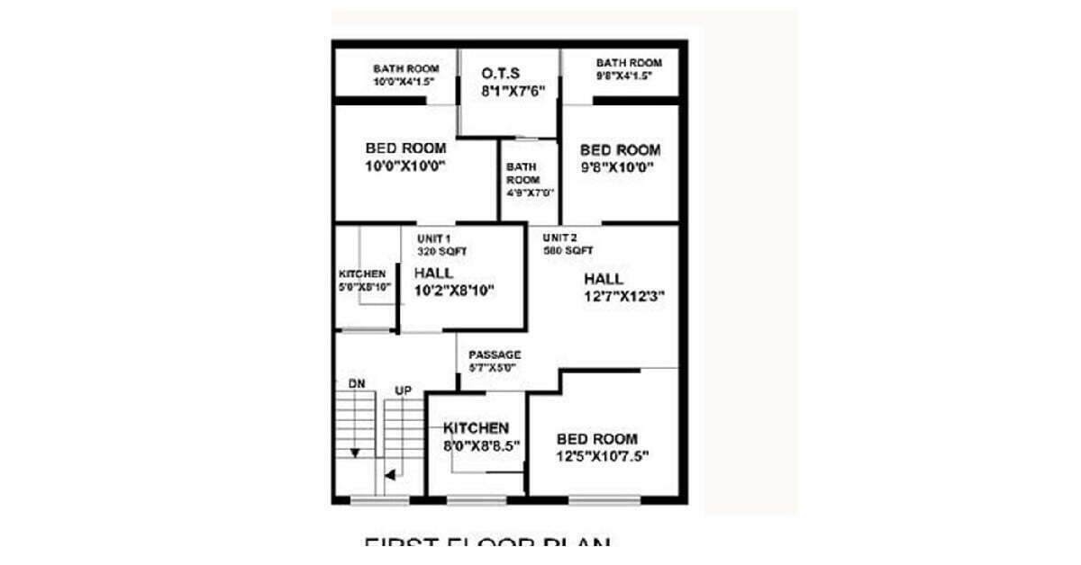 2D House Plan 2 Flat Groundt Floore Design