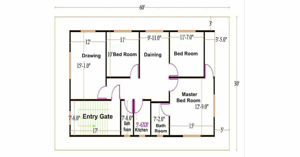 2D-Special-Floor-Design-3Bed-Room..