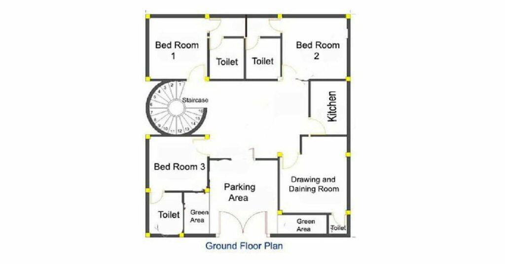 2D Special Ground Floore Design With Parking Area